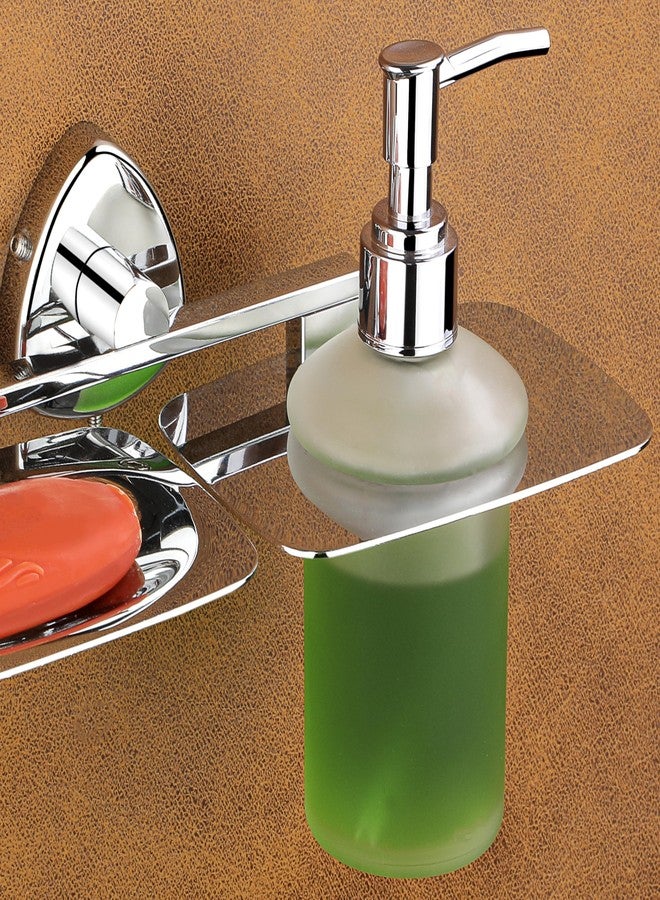 آي ستار صحن صابون من الفولاذ المقاوم للصدأ من iSTAR، 2 في 1، مع موزع صابون سائل، حامل صابون مثبت على الحائط مع موزع غسول اليدين، ملحقات الحمام، حوض الغسيل (فضي، عبوة من قطعة واحدة) - Image 5